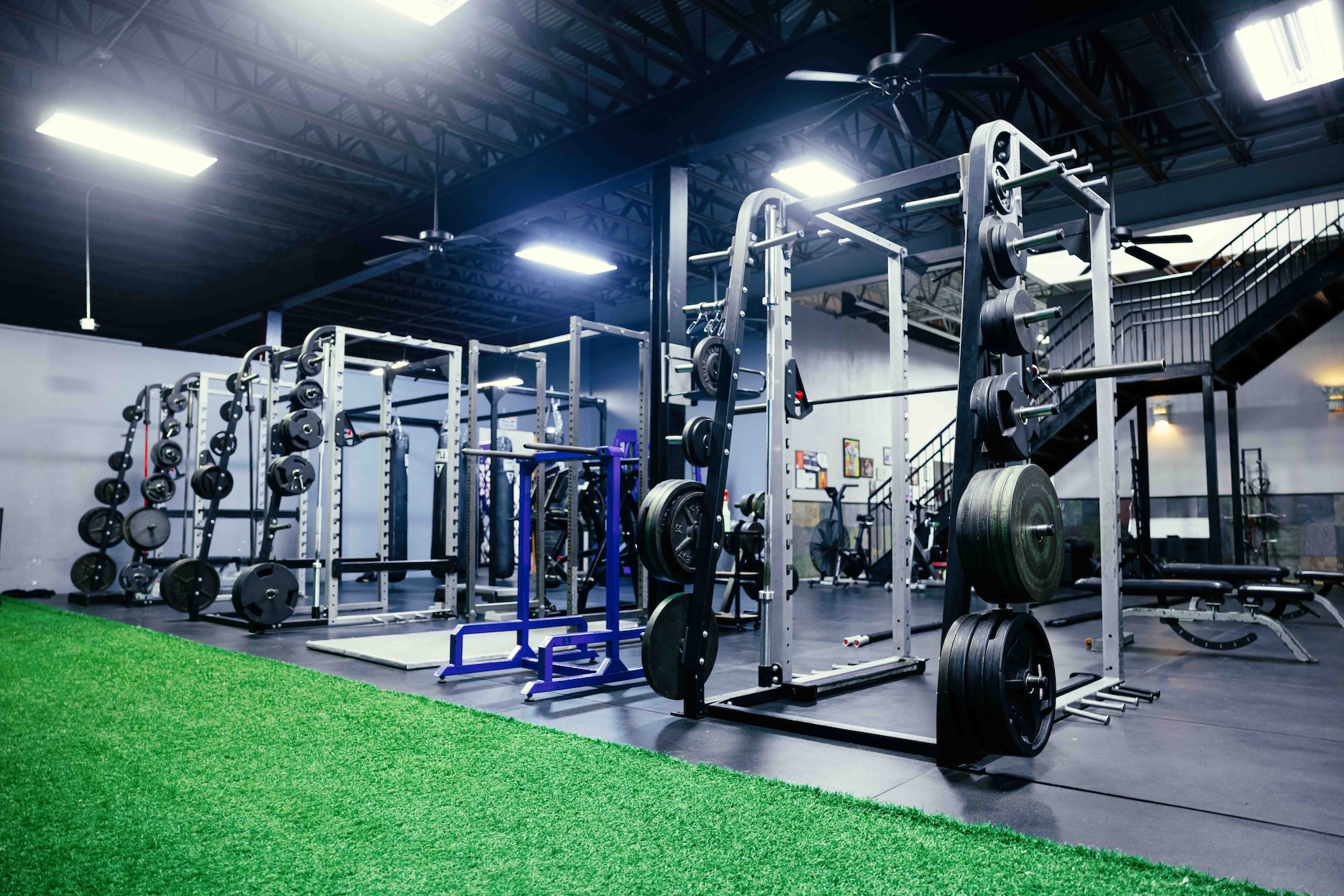 Squat racks in functional fitness area